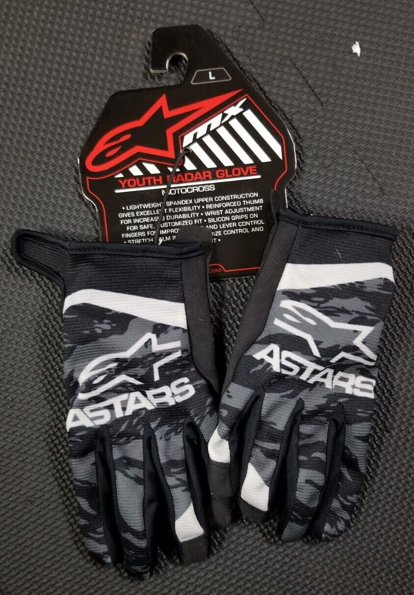 Alpinestars Radar Glove Motocross Gloves Youth Size Large Black Gray