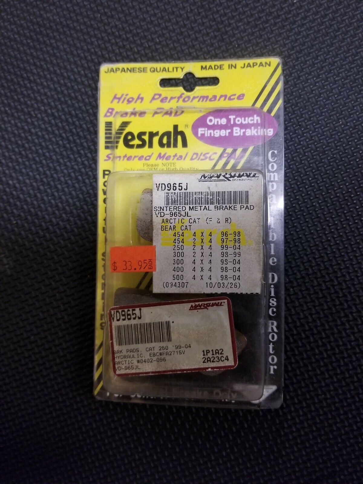 Vesrah Sintered Brake Pads VD-965JL NOS Arctic Cat (B#3)