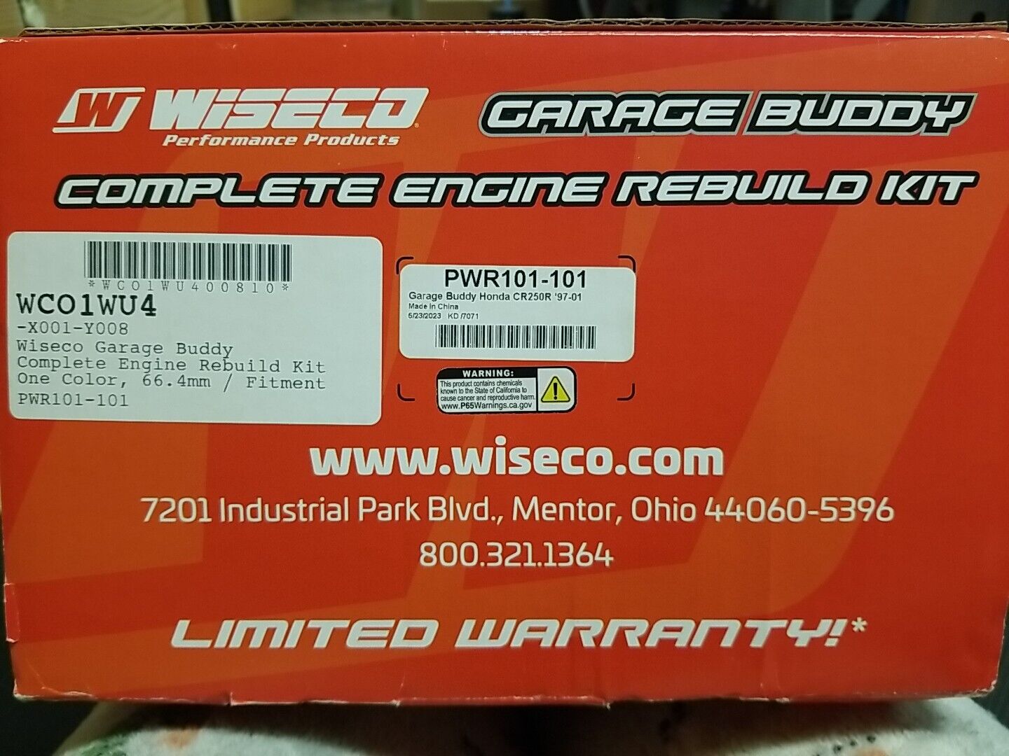 Wiseco Engine Rebuild Kit Crankshaft Piston 66.40mm Fits HONDA CR250R 1997-2001