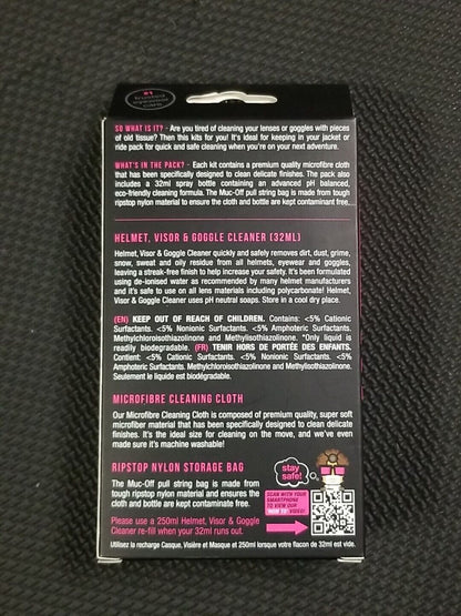 MUC-OFF Helmet Visor & Goggle Cleaning Kit P/N 202 32ml Cleaning Cloth