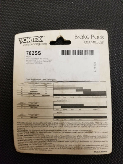 Vortex Racing Front Brake Pads Sinter Street 782SS Kawasaki ZX-9R 900 Ninja (B#3