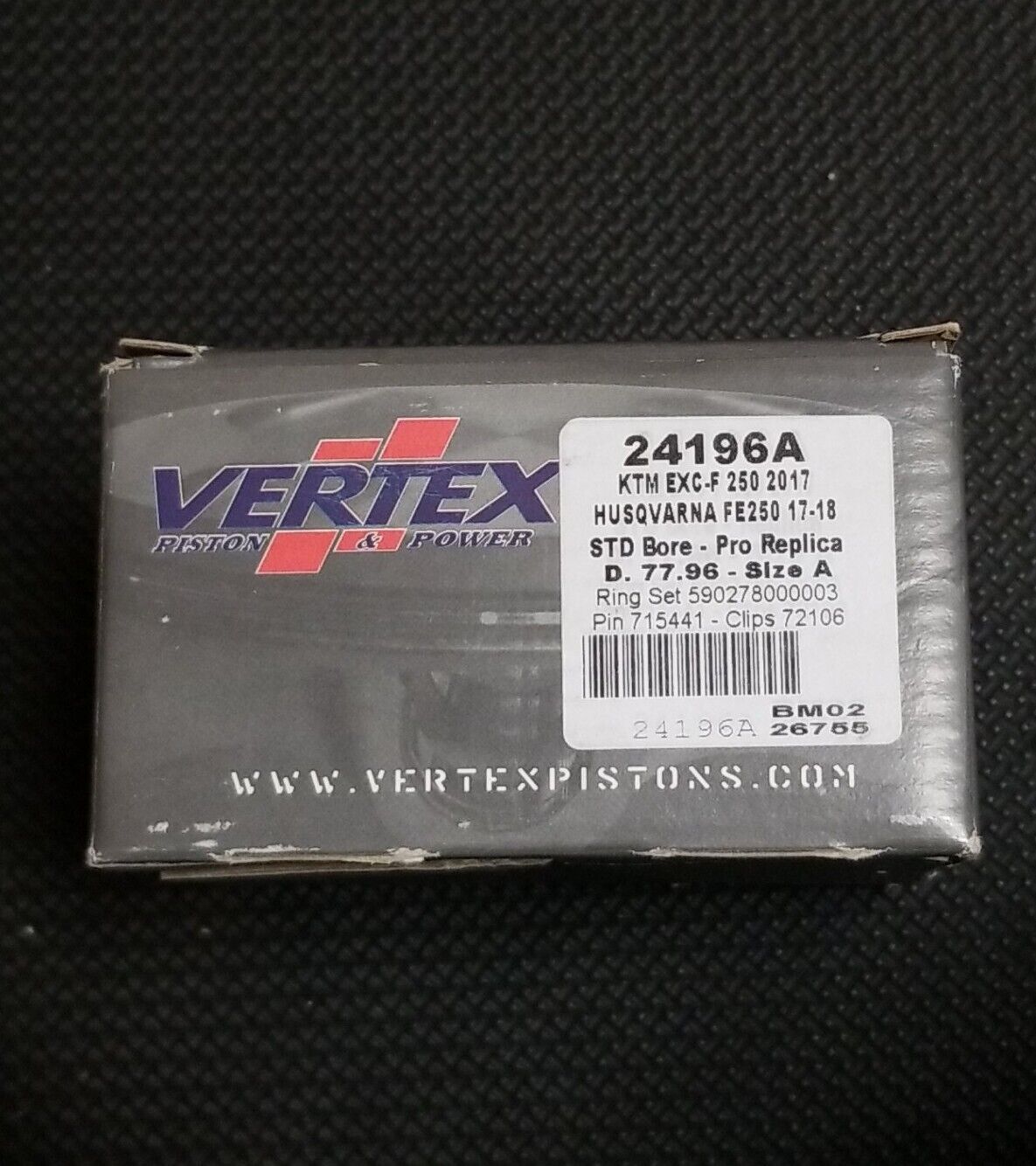 Vertex 24196A Piston Kit - Standard Bore 77.96mm KTM 250 EXC-F Husqvarna FE250