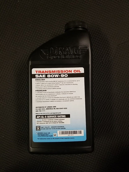 Drag Specialties Transmission Oil Big Twins SAE 80W-90 1 Quart 3603-0070