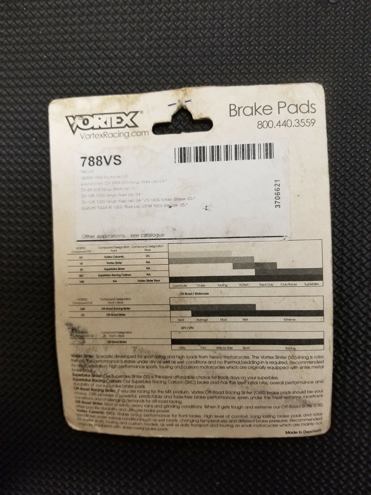 Vortex Sinter Street Front Brake Pads NOS 788VS Kawasaki Ninja Suzuki GSX-R (B#3